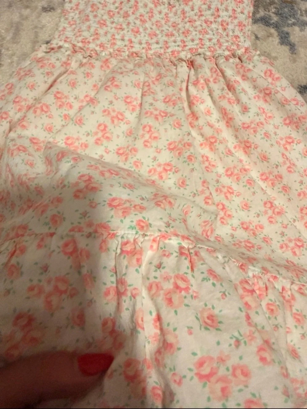 Janie and Jack Cream Pink Floral Smocked Sundress